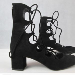 Zara Lace Up Heels Bootie Size 9 Black